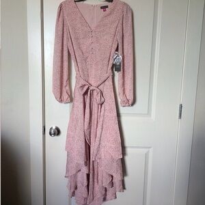 Vince Camuto Pink Patterned High Low Dress